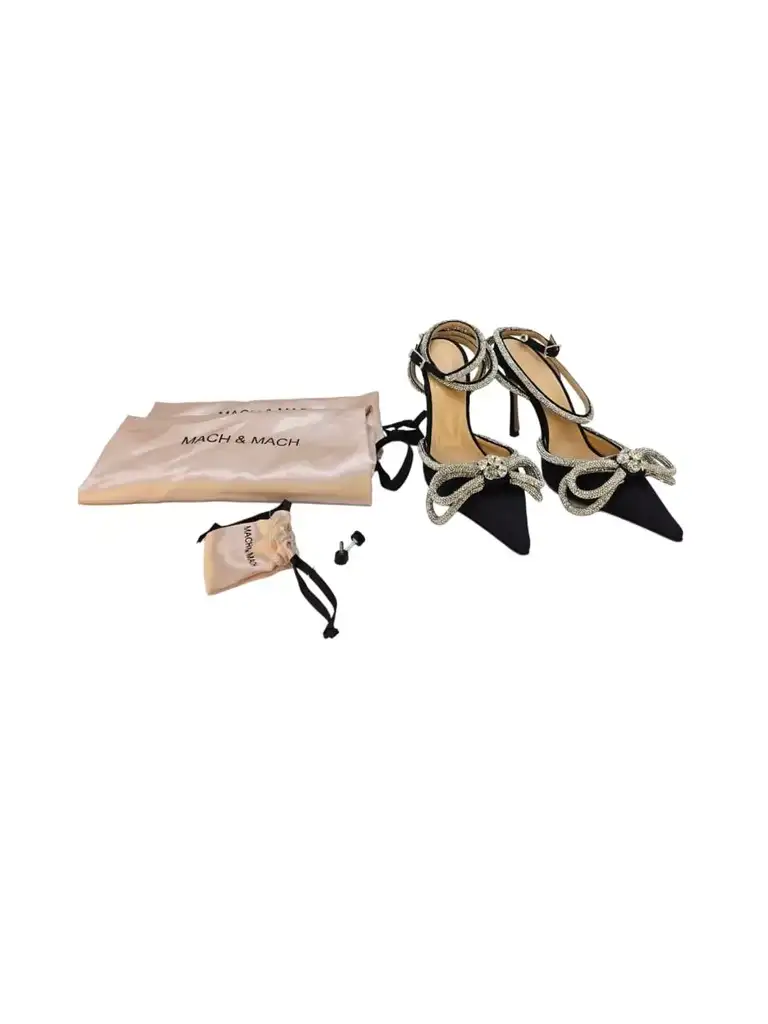 Mach & Mach Black Satin Embellished Pumps - Detail 1