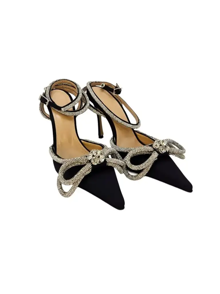 Mach & Mach Black Satin Embellished Pumps - Detail 2