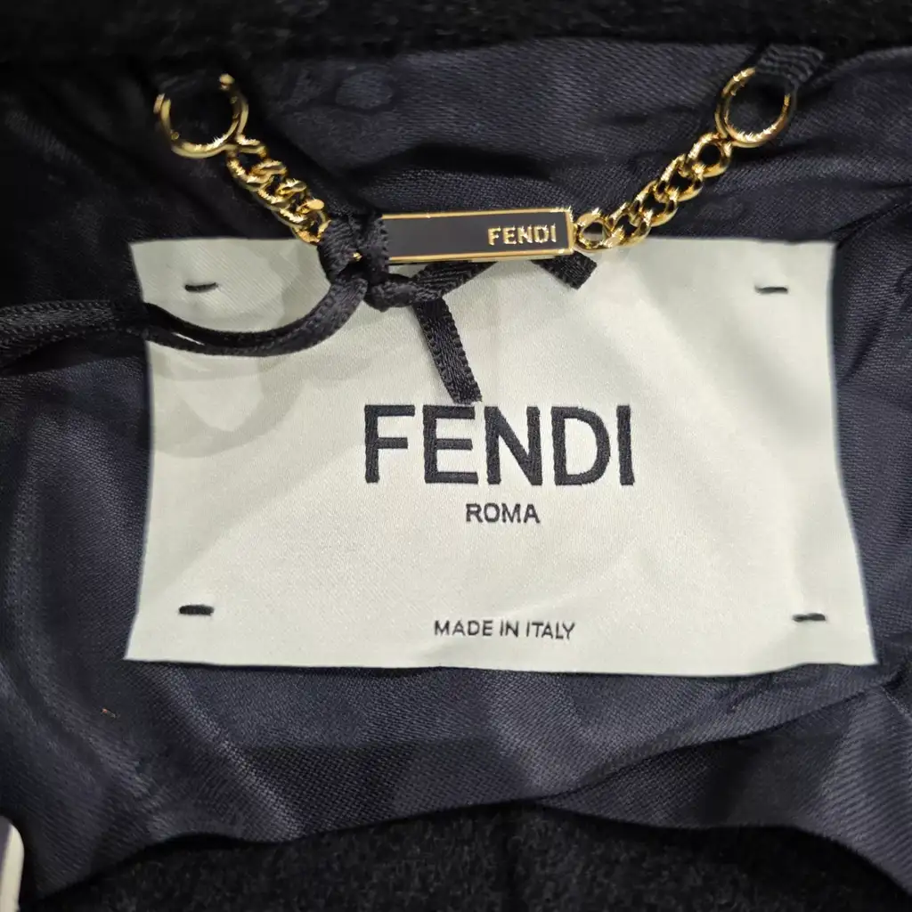 Fendi Black FF Fur Coat - Side view