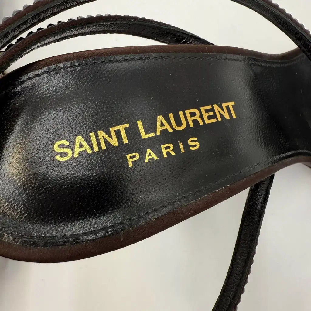 Saint Laurent 105mm Ava Embellished Sandals - Side view