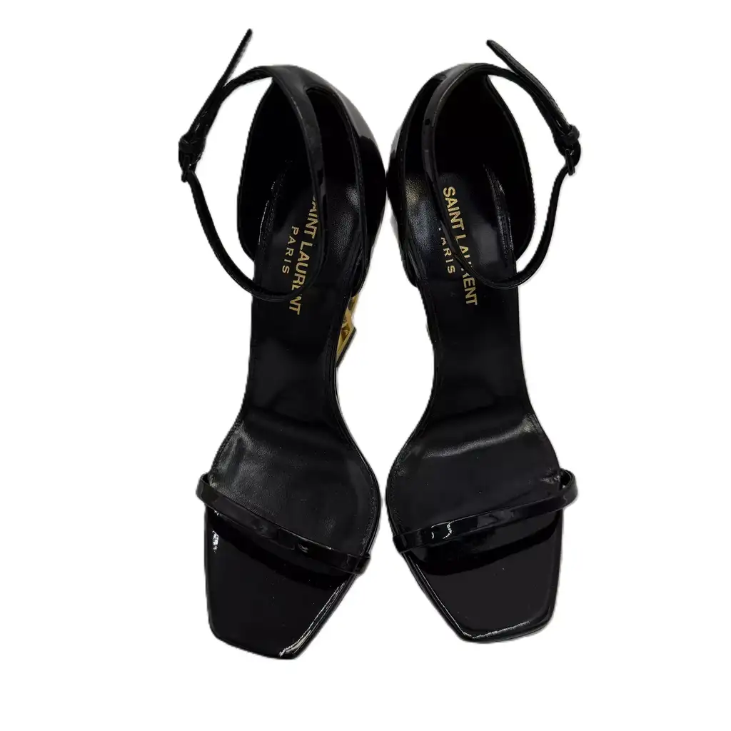 Saint Laurent Black Patent Ankle Sandals - Back view