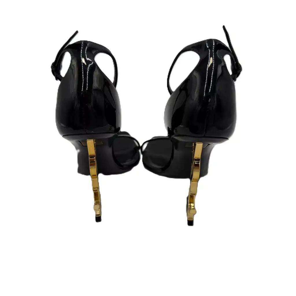 Saint Laurent Black Patent Ankle Sandals - Image 6