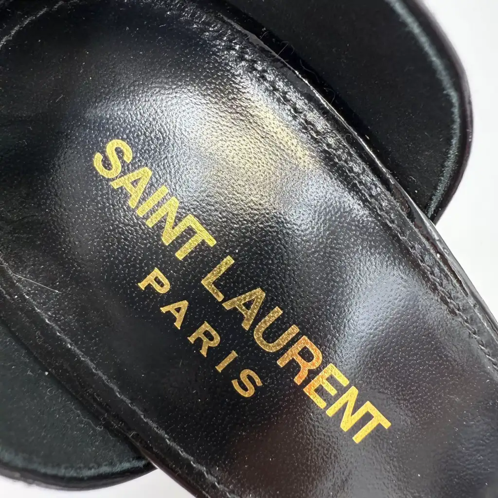 Saint Laurent Black Patent Ankle Sandals - Side view