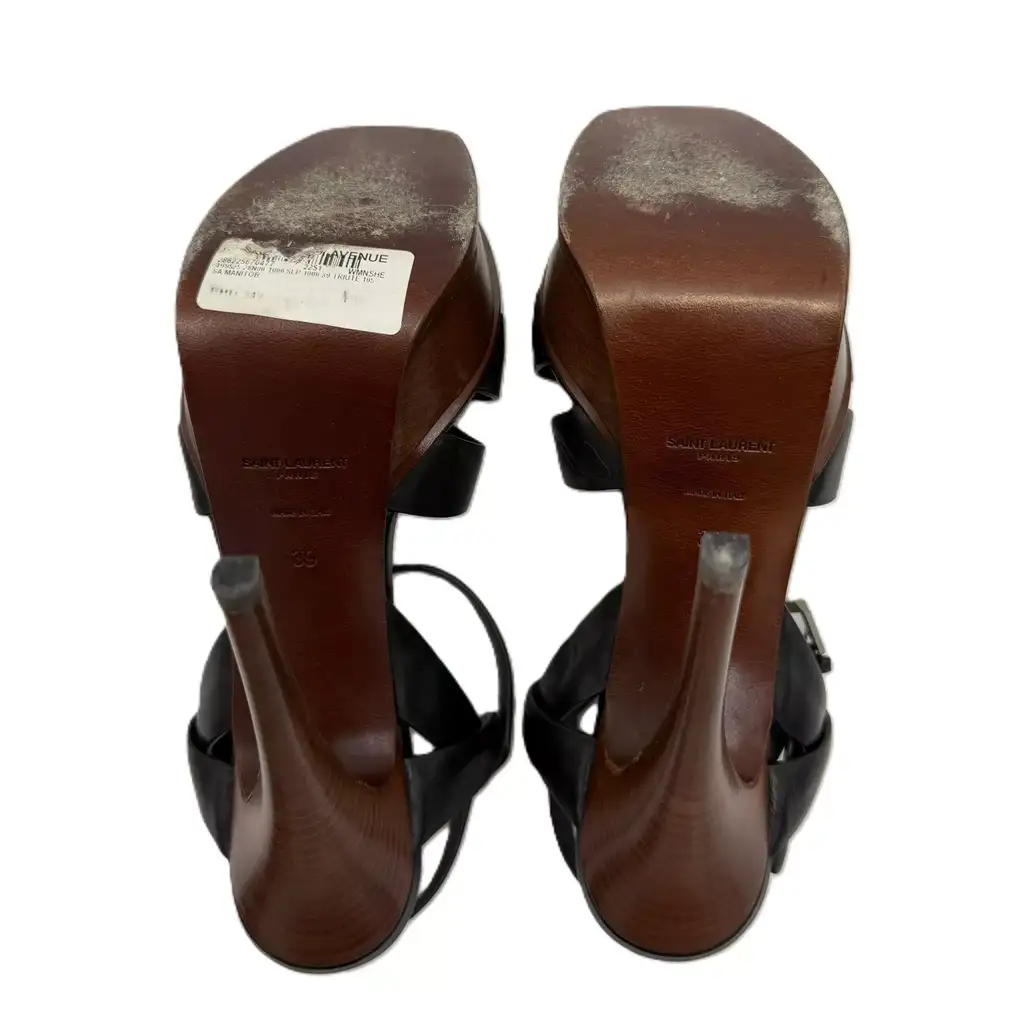 Saint Laurent Black Leather Platform Sandals - 4