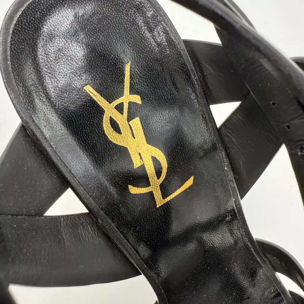 Saint Laurent Black Leather Platform Sandals - Side view