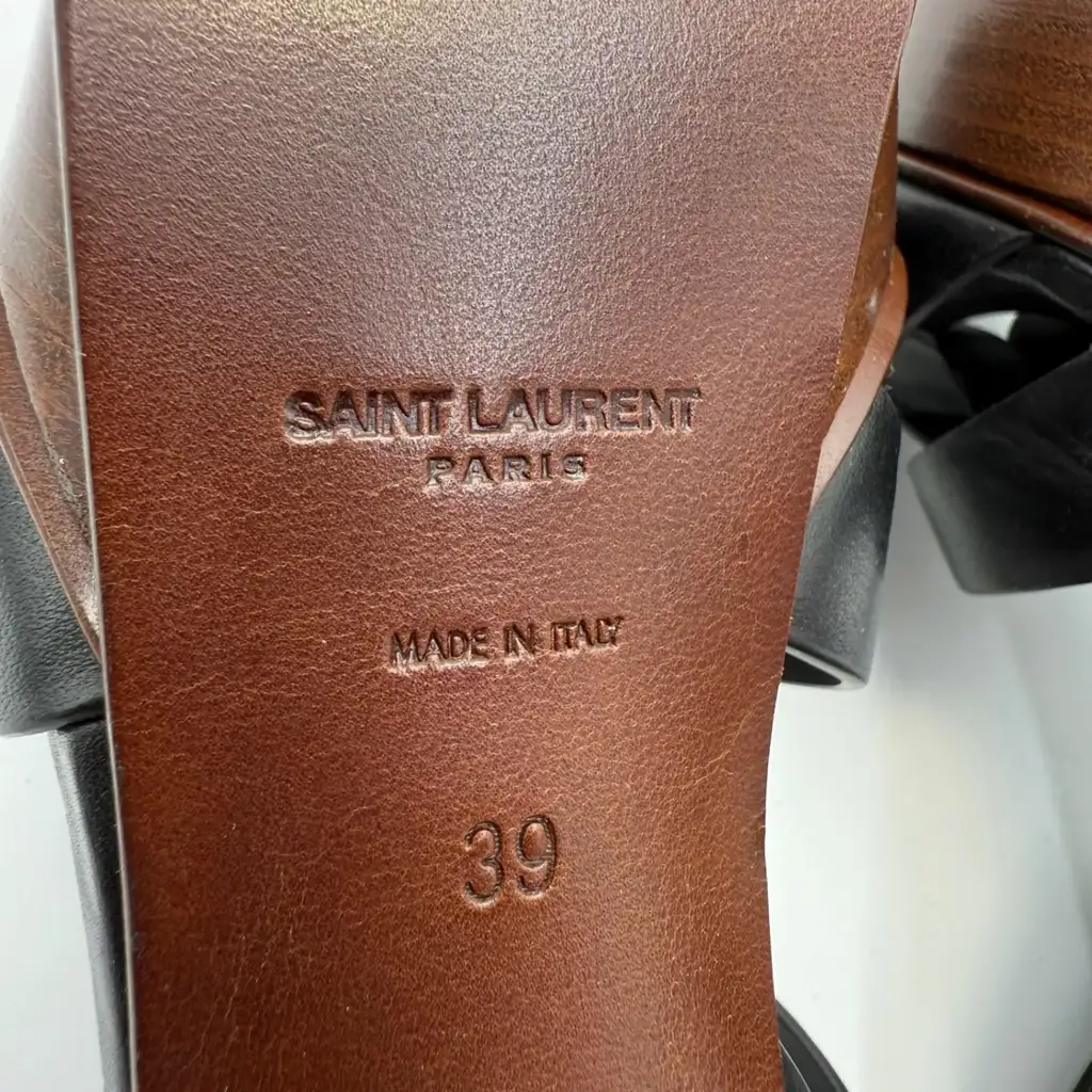 Saint Laurent Black Leather Platform Sandals - Detail 1