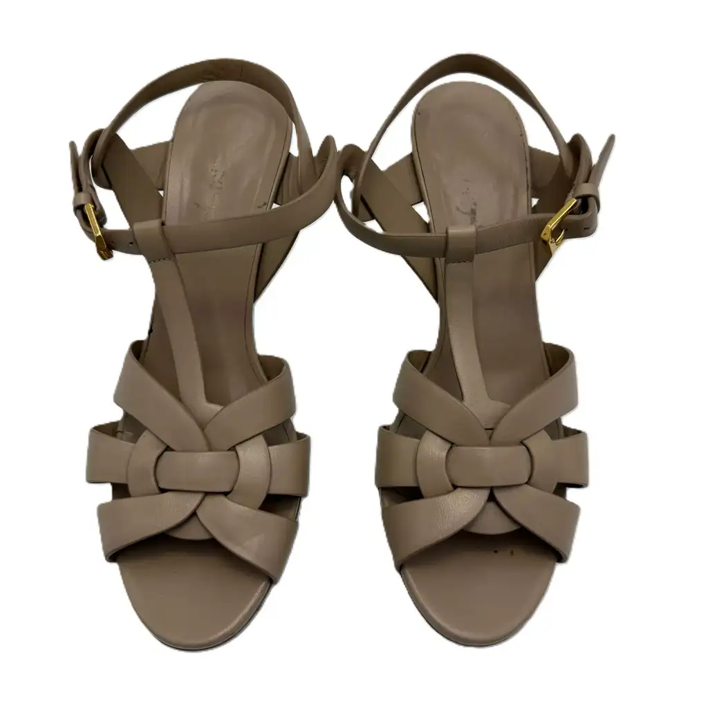 Saint Laurent Beige Platform Sandals - Back view