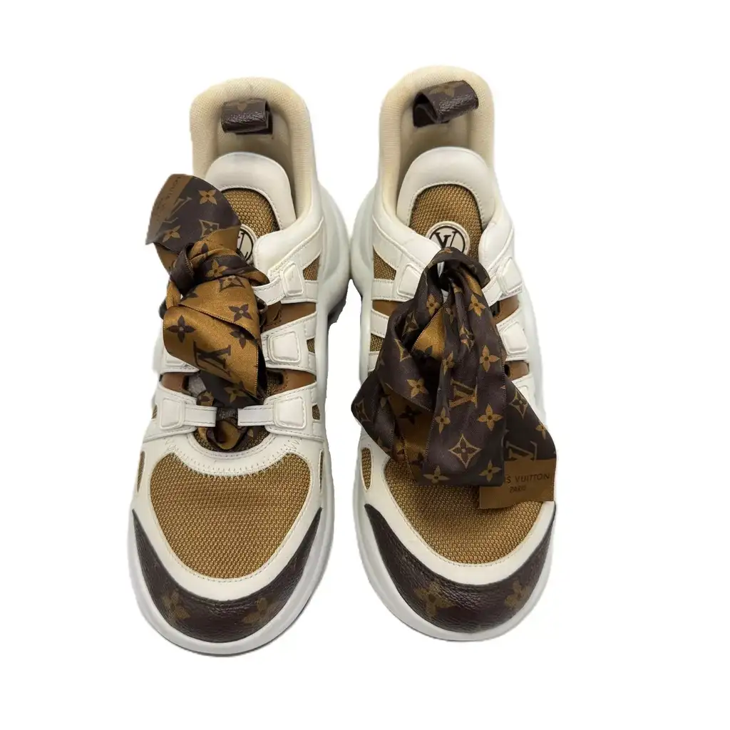 Louis Vuitton White/Brown Archlight Sneakers - Back view