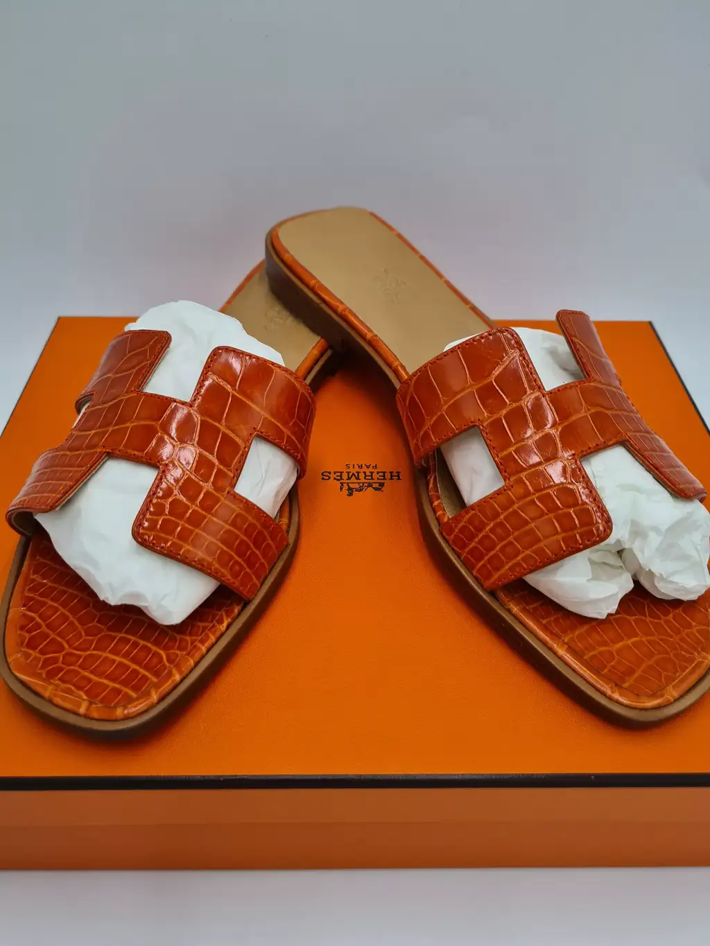Hermès Crocodile Leather Flat Sandals - Back view