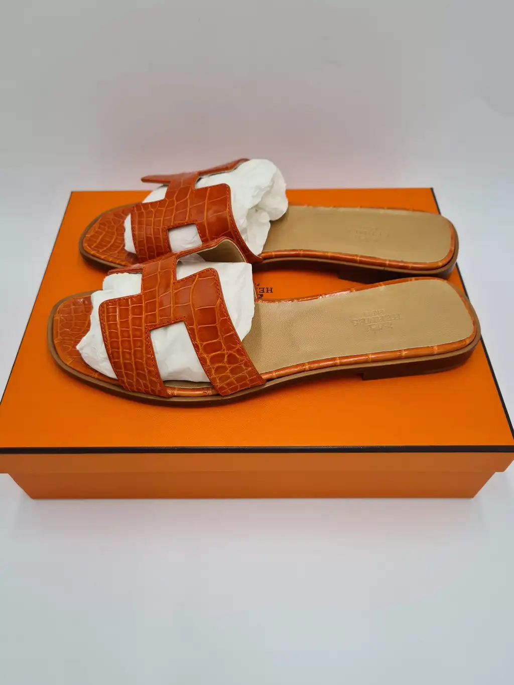 Hermès Crocodile Leather Flat Sandals - Image 6