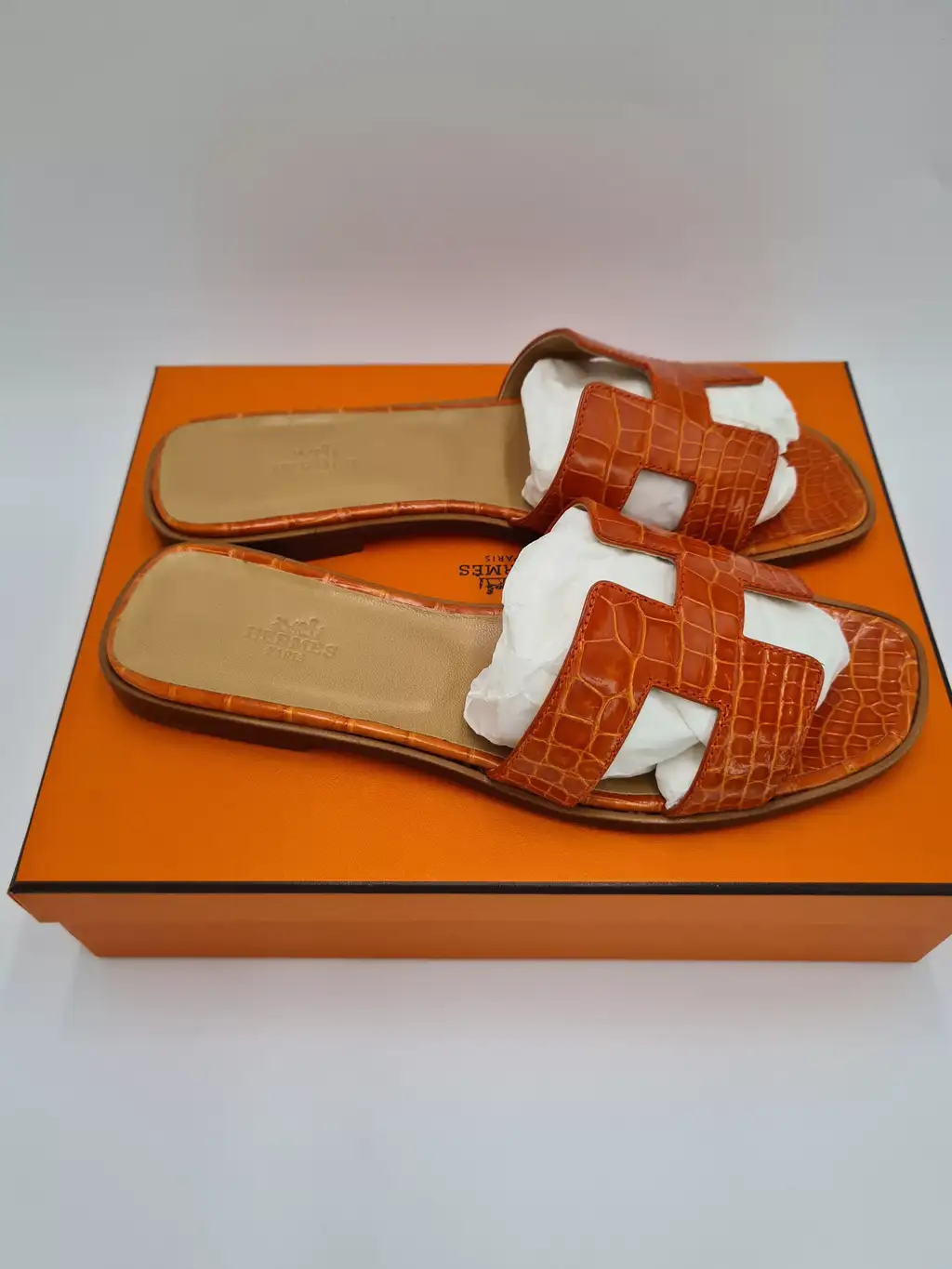 Hermès Crocodile Leather Flat Sandals - Side view