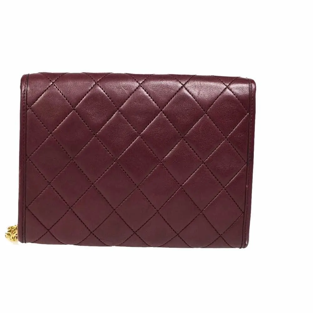 Chanel Wallet On Chain Burgundy Leather Good - Back View