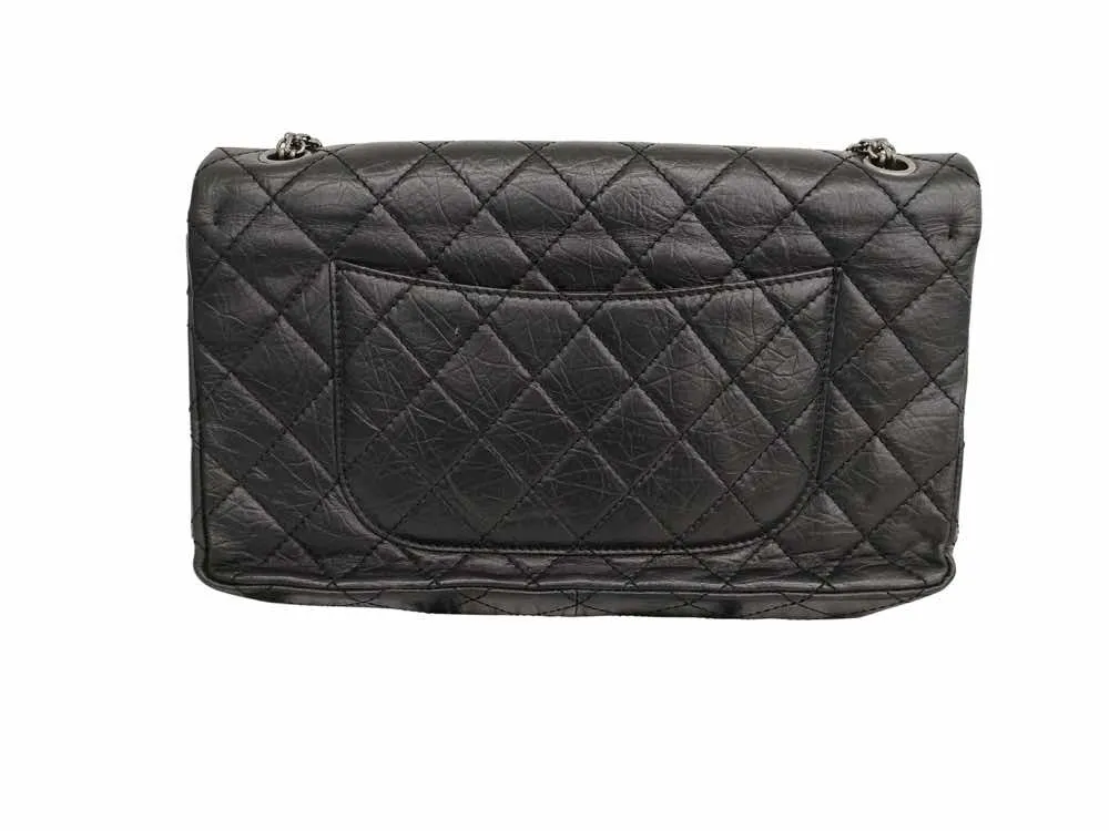 Chanel Cross-body Bag Black Leather Good - Back View