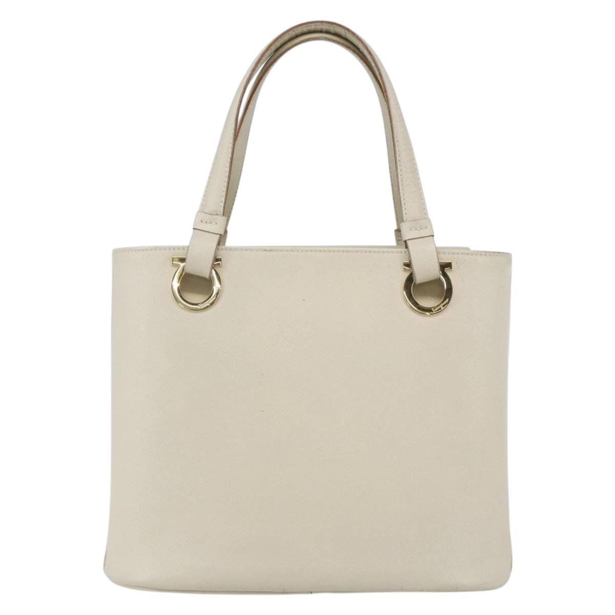 Salvatore Ferragamo Gancini handbag White Leather Good condition - Back View
