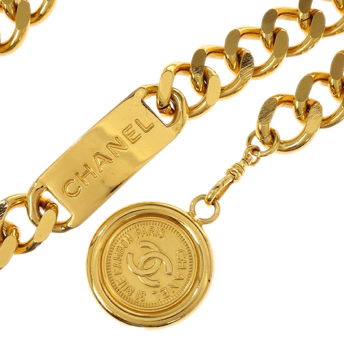 Chanel Vintage Medallion Logo Chain Belt Gold Good condition - Back View