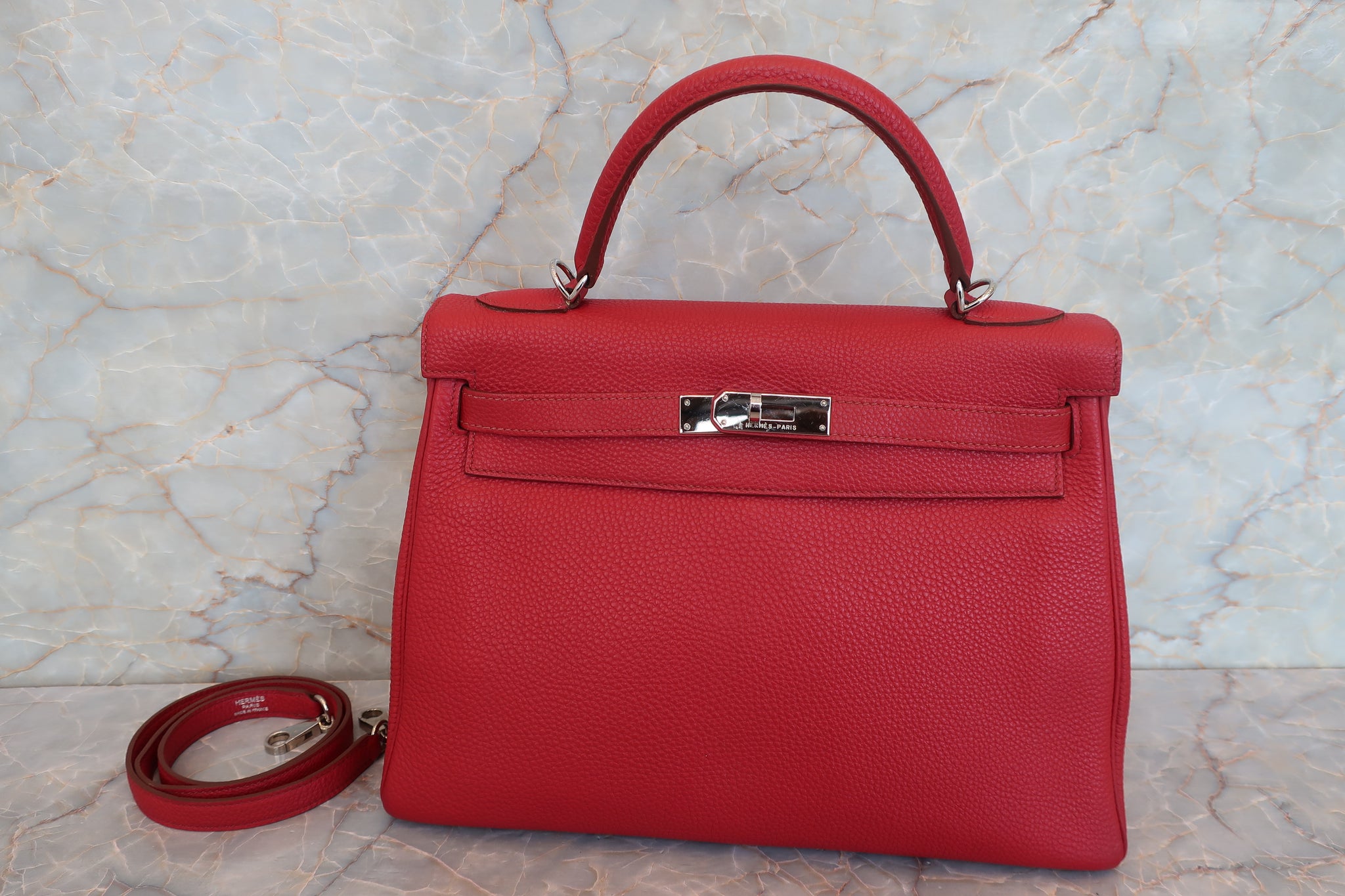 Hermès Kelly Handbag Red Leather Good condition - Inside View