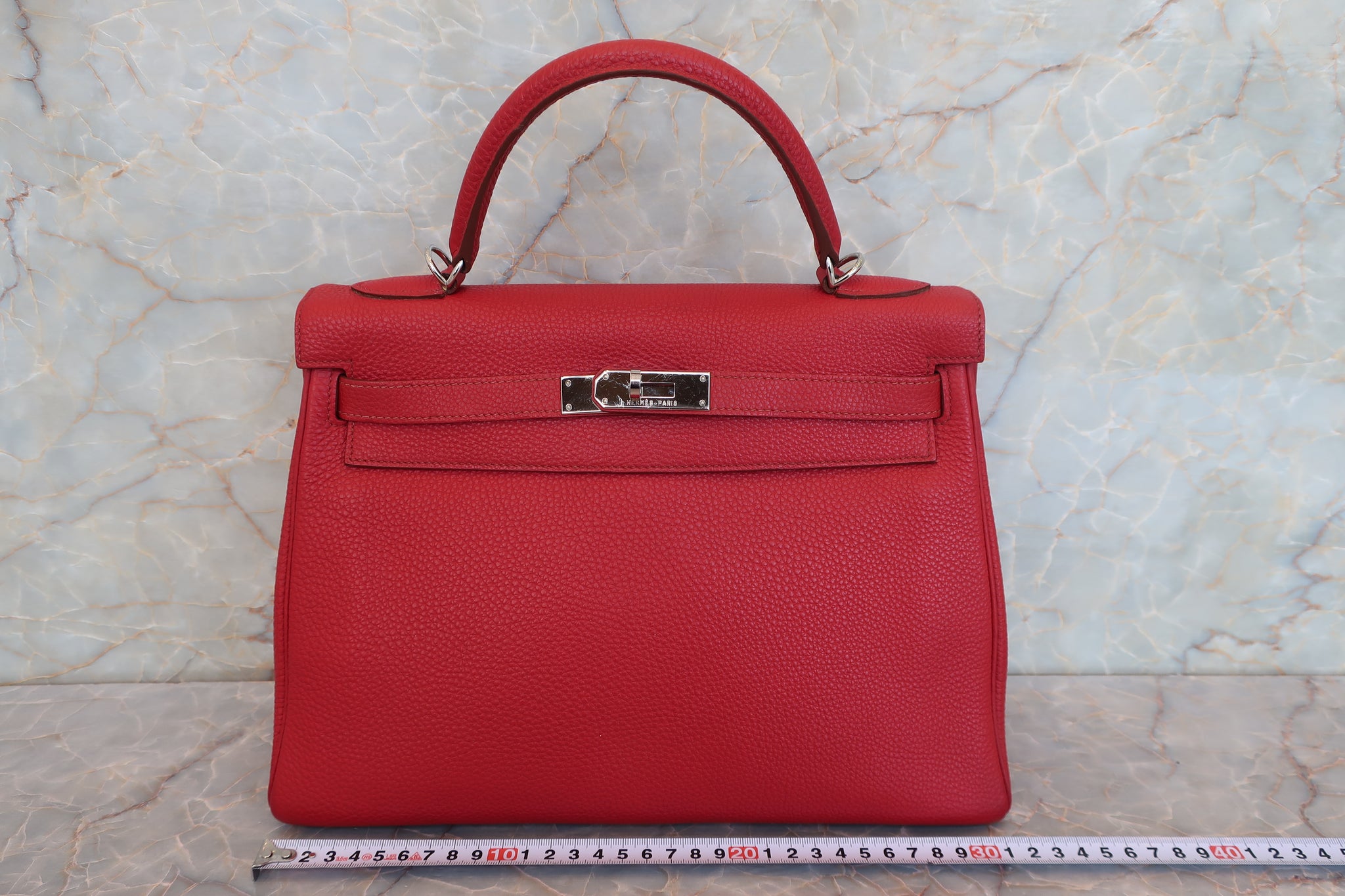 Hermès Kelly Handbag Red Leather Good condition - Model View