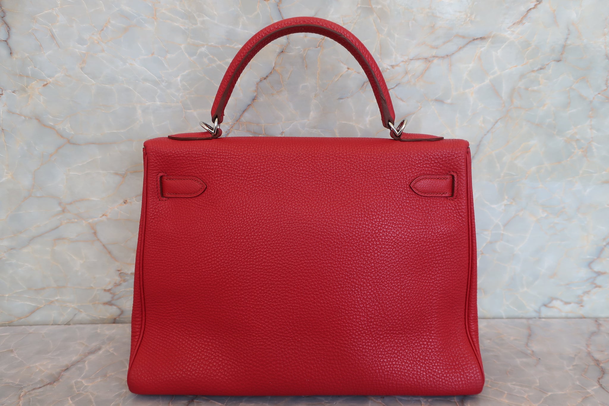Hermès Kelly Handbag Red Leather Good condition - Box View