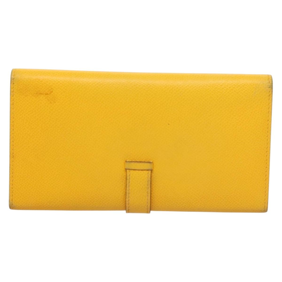 Hermès Bearn Wallet Yellow Leather Good condition - Back View