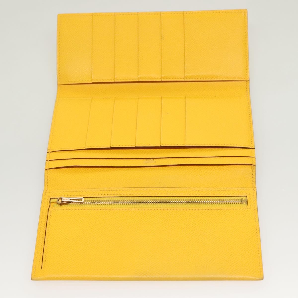 Hermès Bearn Wallet Yellow Leather Good condition - Box View