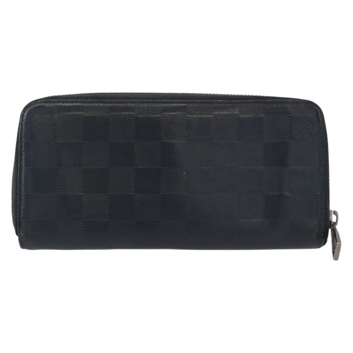 Louis Vuitton Zippy wallet vertical Navy Leather Good condition - Back View