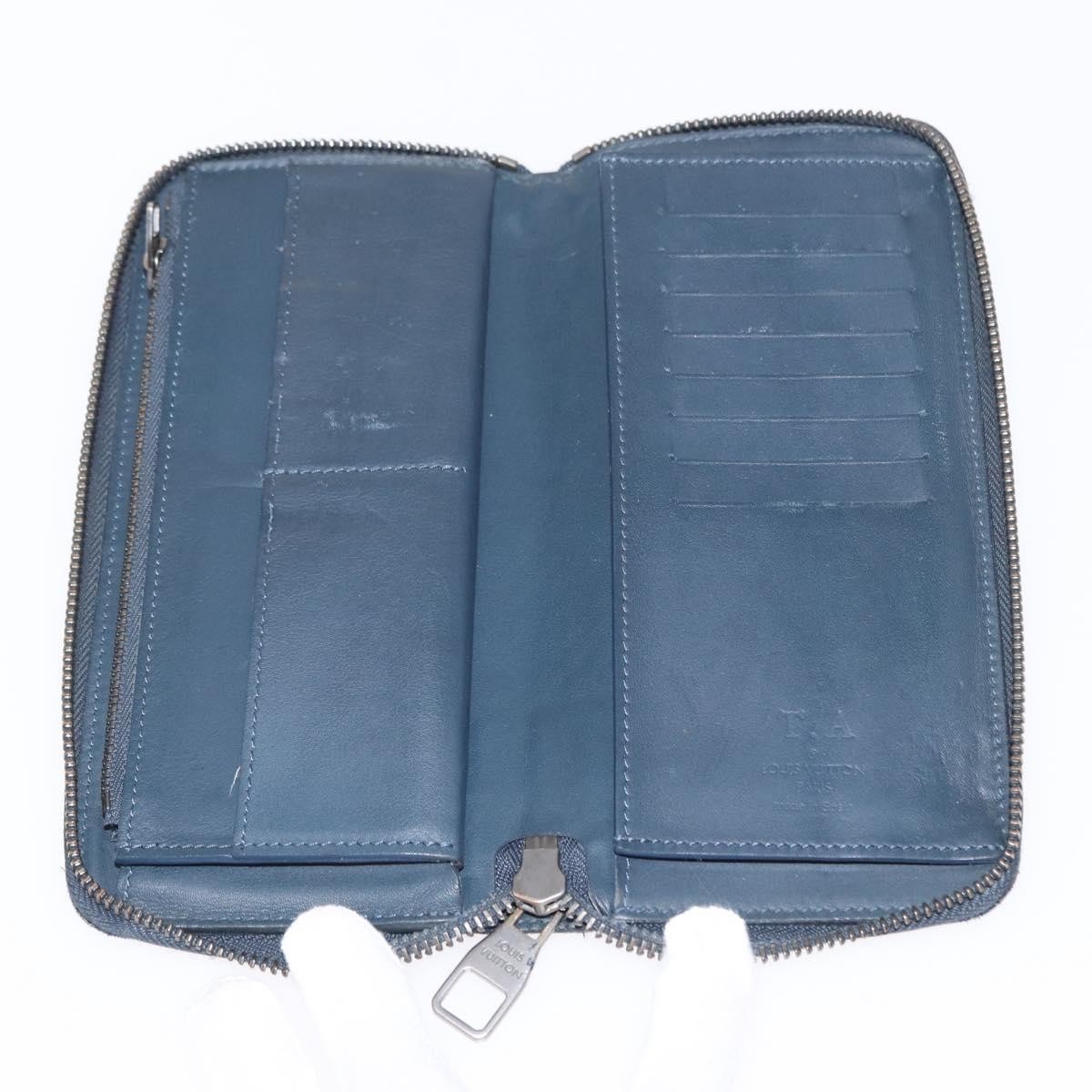Louis Vuitton Zippy wallet vertical Navy Leather Good condition - Box View