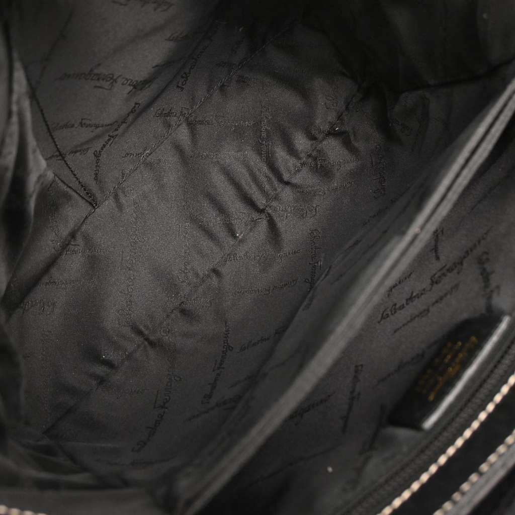 Salvatore Ferragamo Gancini handbag Black Leather Good condition - Inside View