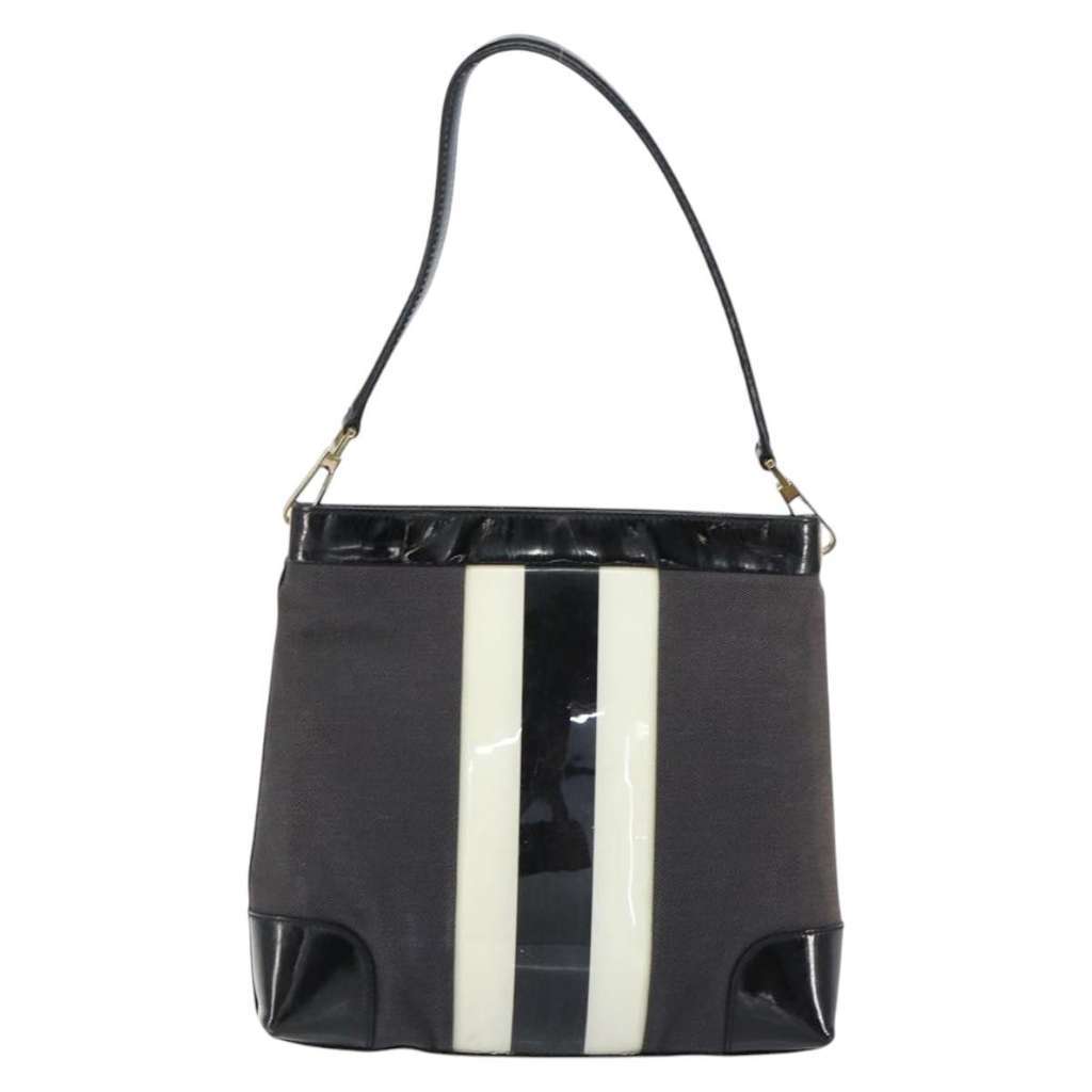 Gucci Sherry line shoulder bag Black Canvas Good condition - Back View