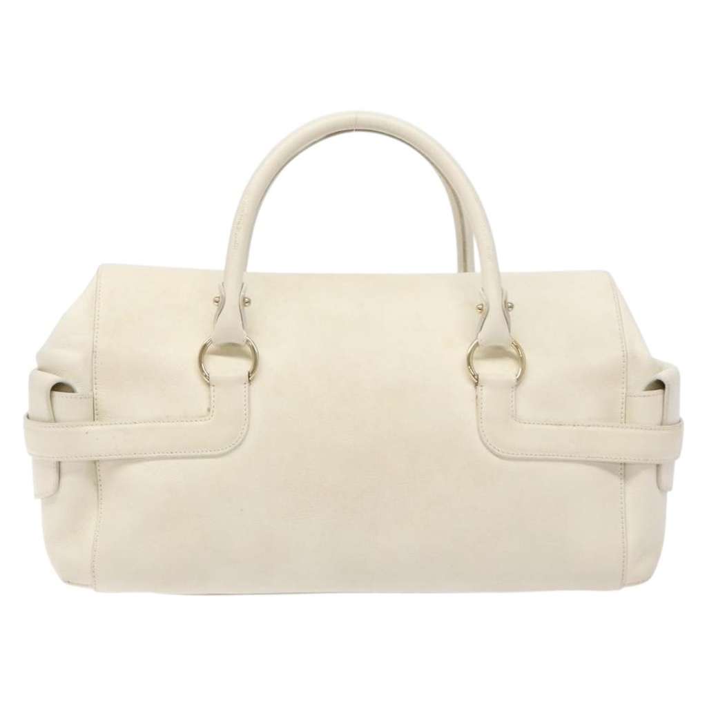 Salvatore Ferragamo Gancini top handle White Leather Good condition - Back View