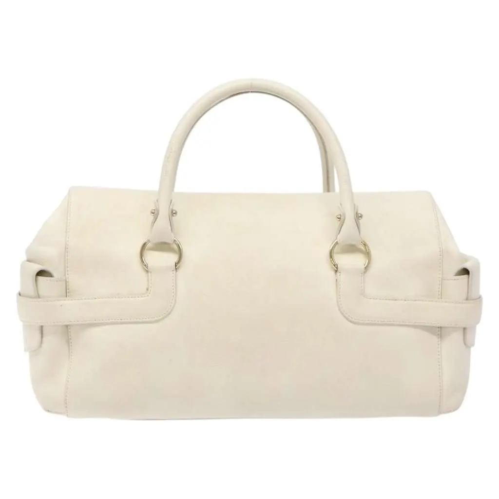 Salvatore Ferragamo Gancini top handle White Leather Good - Back View
