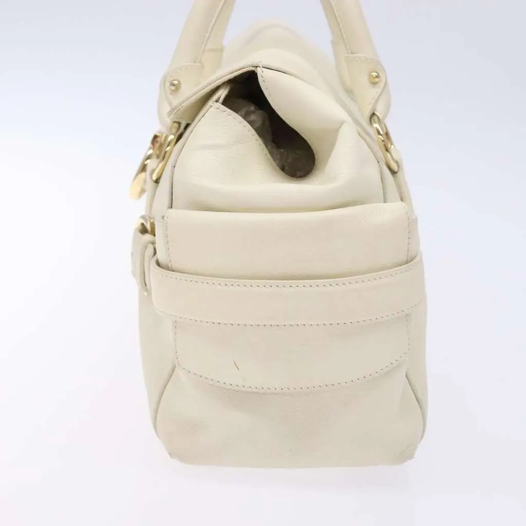 Salvatore Ferragamo Gancini top handle White Leather Good - Inside View