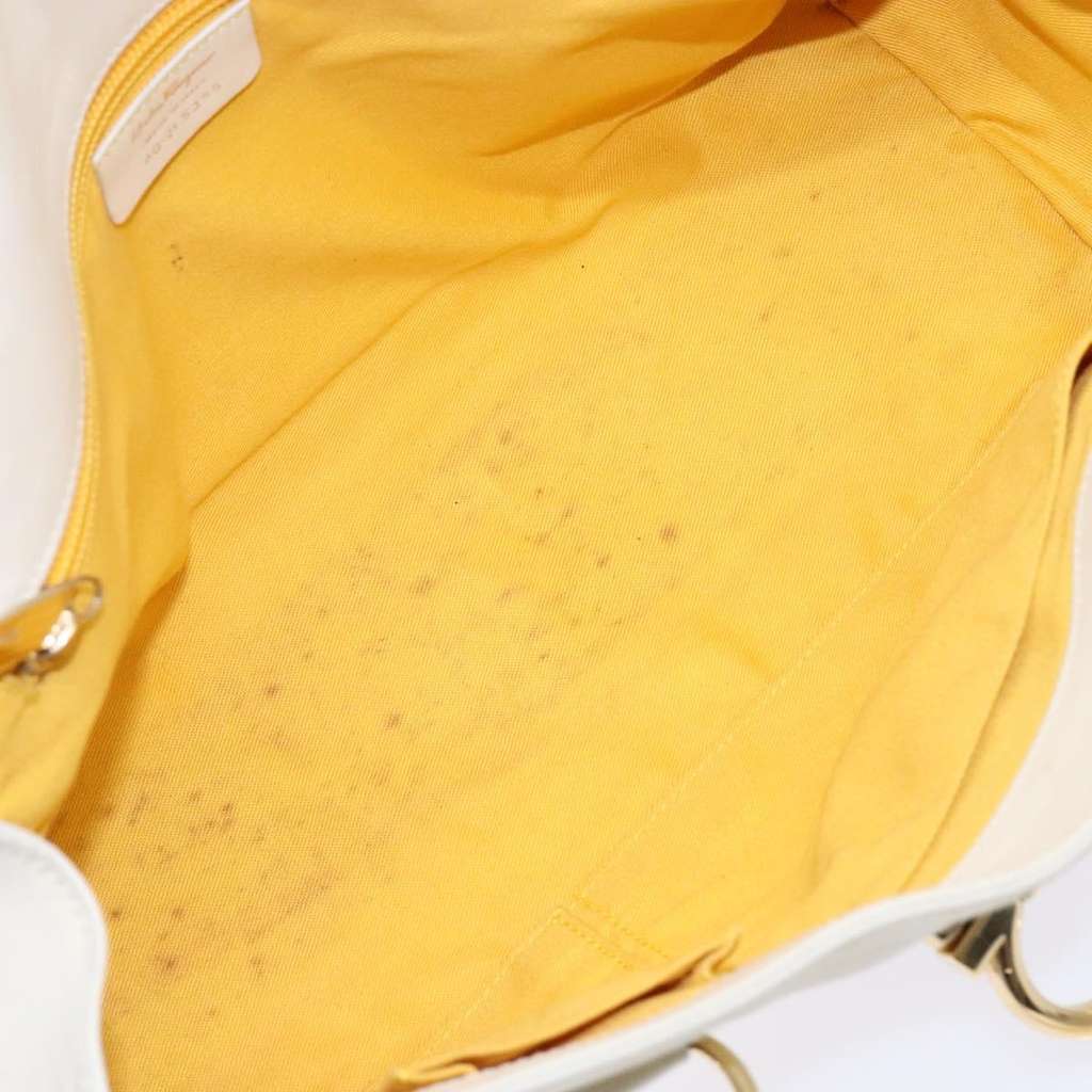 Salvatore Ferragamo Gancini top handle White Leather Good condition - Box View