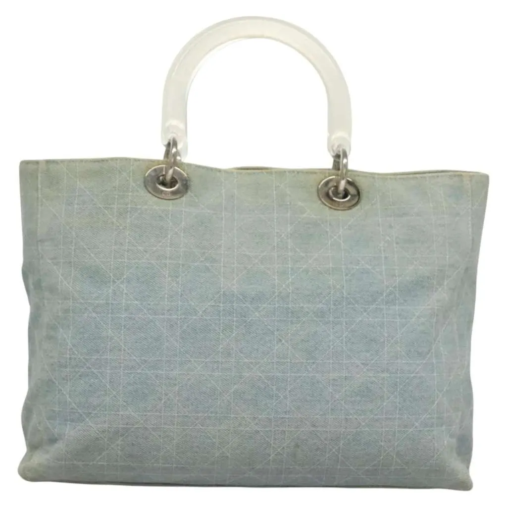 Dior Vintage Lady Dior Bag Blue Canvas Good - Back View