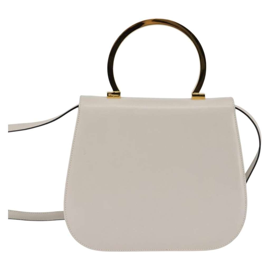 Salvatore Ferragamo Gancini handbag White Leather Good condition - Back View
