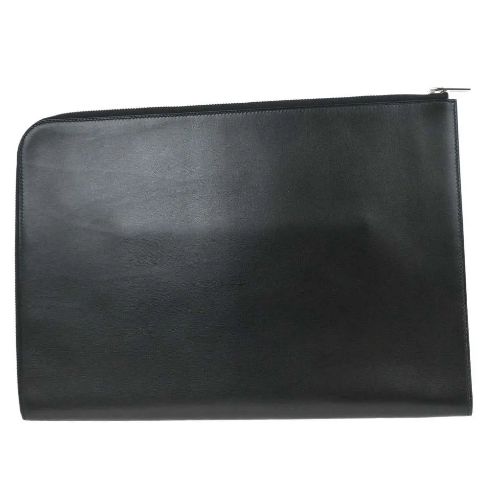 Hermès Zip Around Document Holder Black Leather Good - Back View