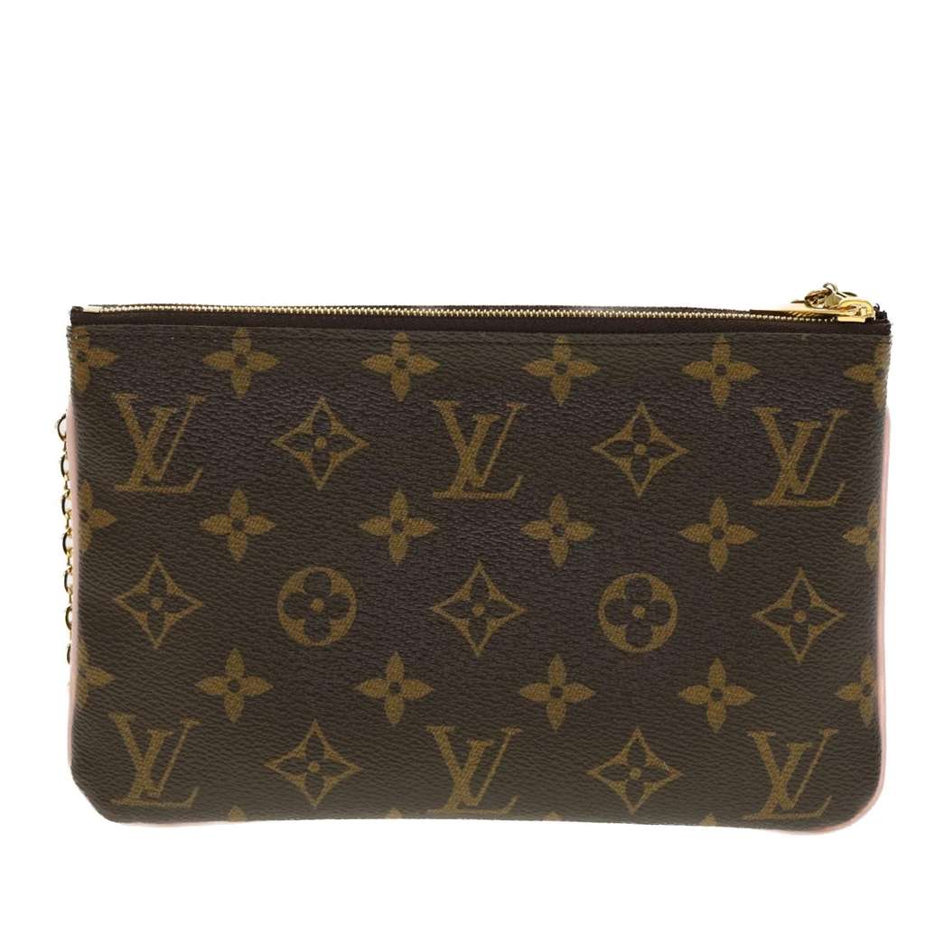 Louis Vuitton Double Zip Pochette Brown Canvas Very good condition - Back View