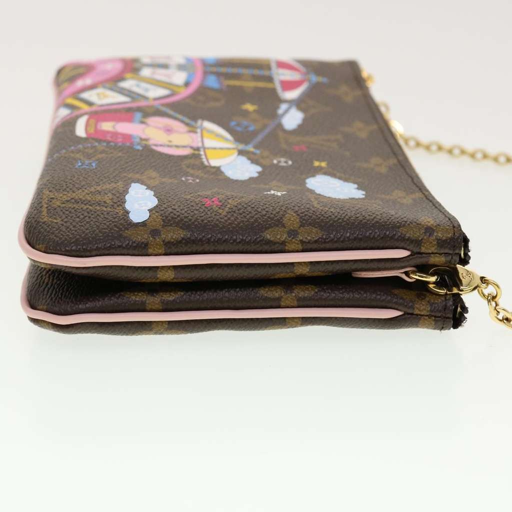 Louis Vuitton Double Zip Pochette Brown Canvas Very good condition - Model View