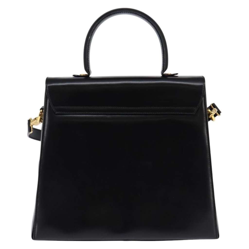 Salvatore Ferragamo Gancini Convertible Top Handle Bag Black Leather Good condition - Back View