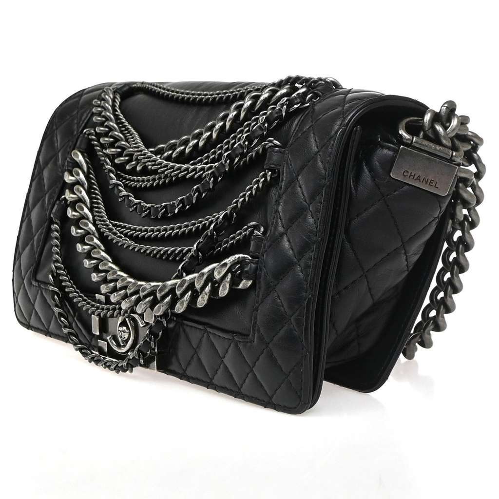 Chanel Boy Flap Bag Black Leather Good condition - Inside View