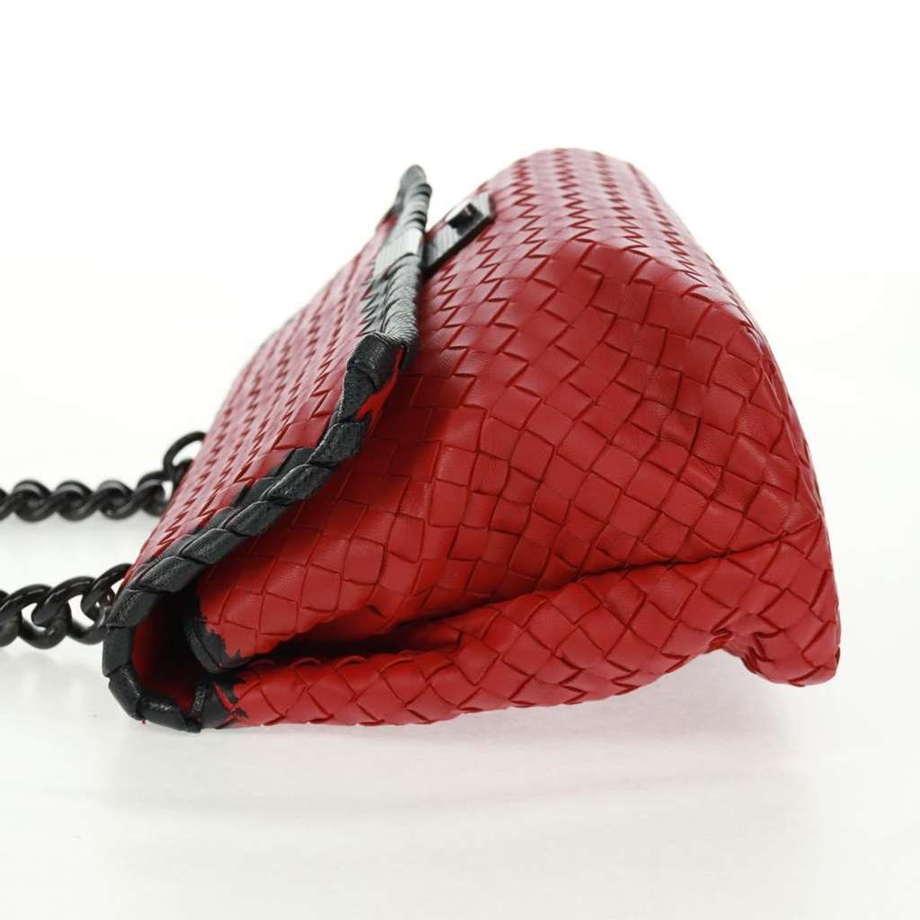 Bottega Veneta Glass Shoulder Bag Red Leather Good condition - Inside View