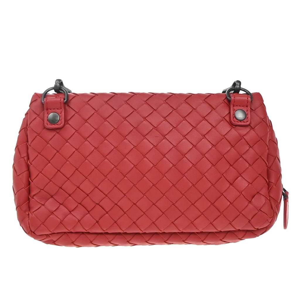 Bottega Veneta Expandable Chain Crossbody Bag Red Leather Good condition - Back View