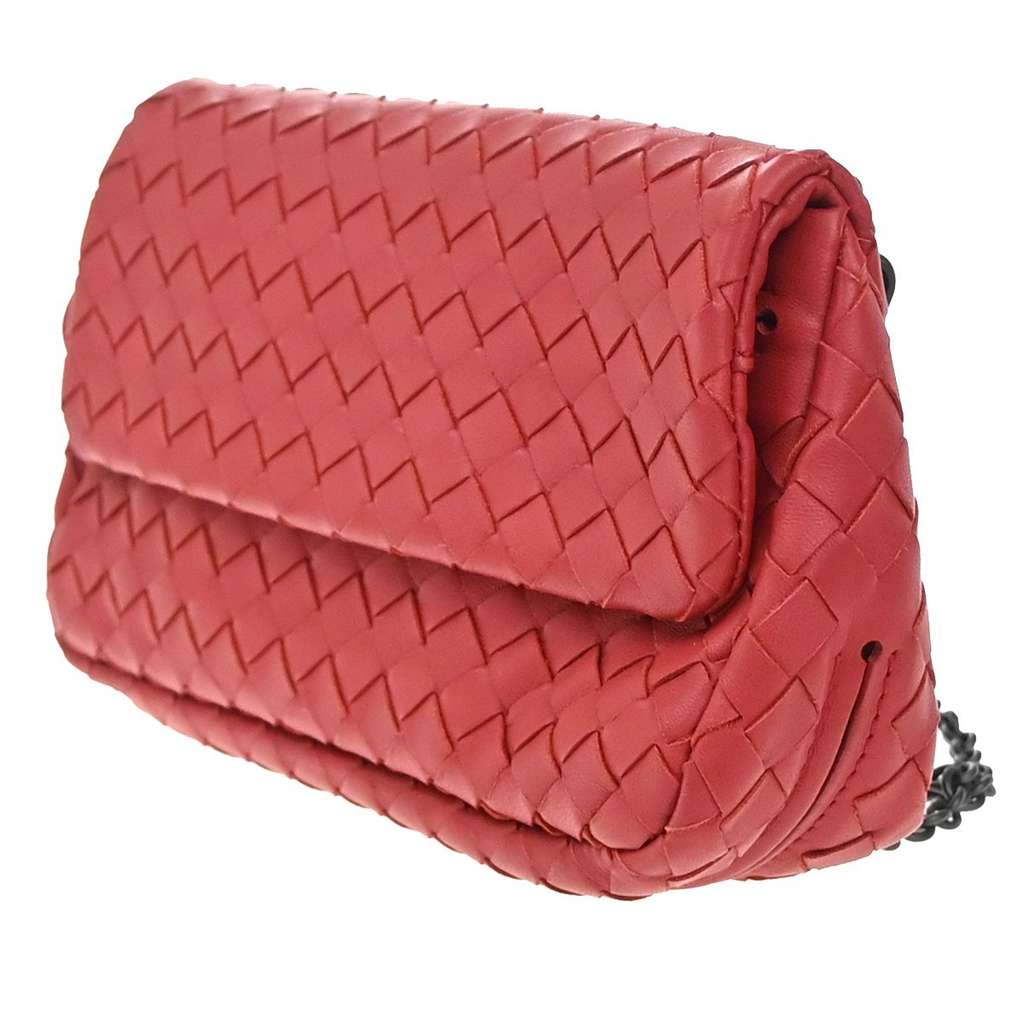 Bottega Veneta Expandable Chain Crossbody Bag Red Leather Good condition - Inside View