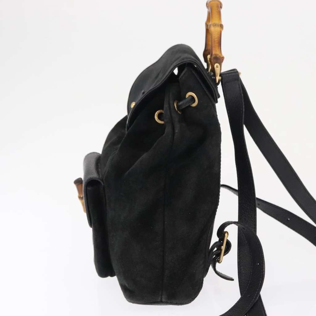 Gucci Vintage Bamboo Backpack Black Suede Good condition - Inside View
