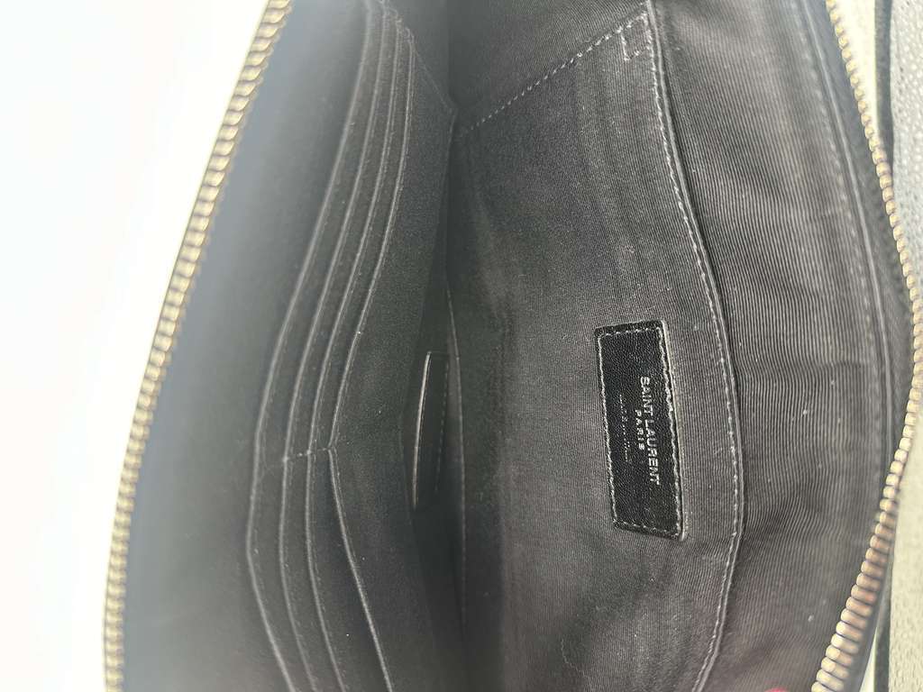 Saint Laurent Zip Pouch Black Leather Good condition - Box View