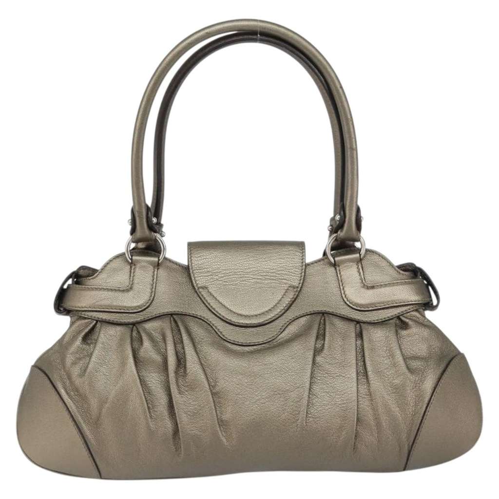 Salvatore Ferragamo Gancini handbag Silver Leather Good condition - Back View