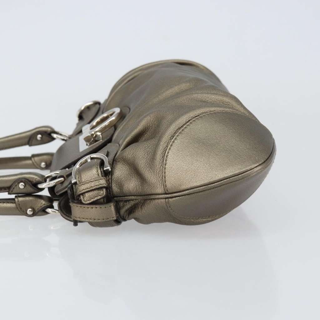 Salvatore Ferragamo Gancini handbag Silver Leather Good condition - Model View