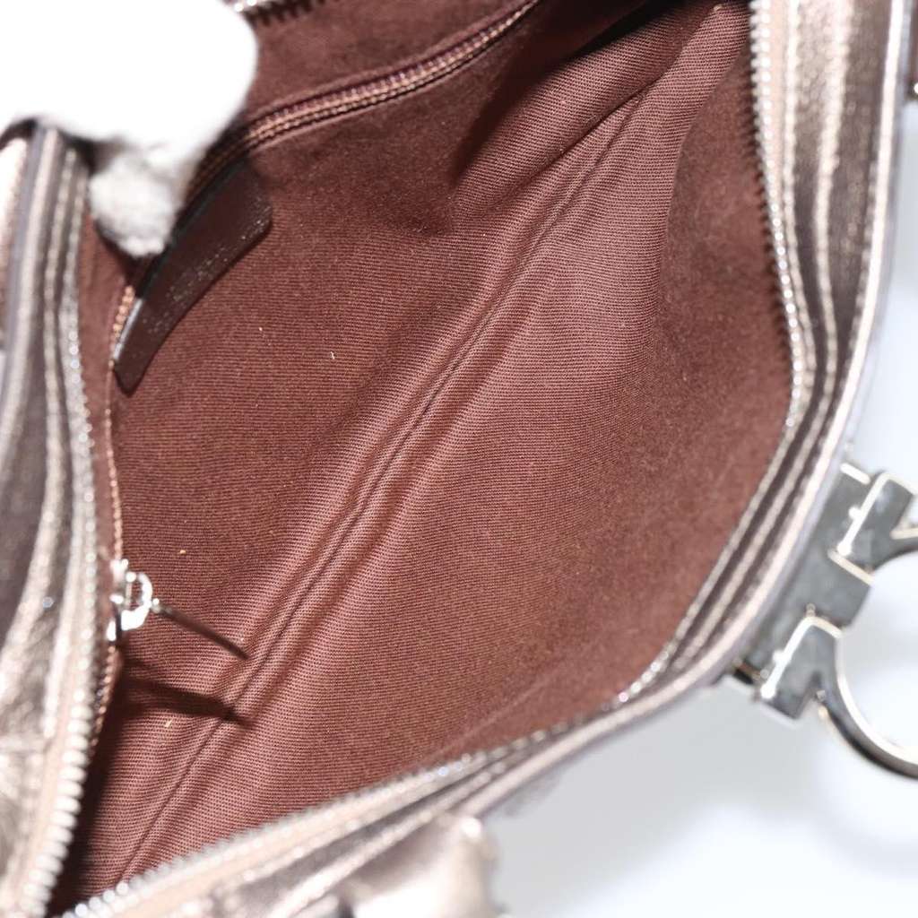 Salvatore Ferragamo Gancini handbag Silver Leather Good condition - Box View