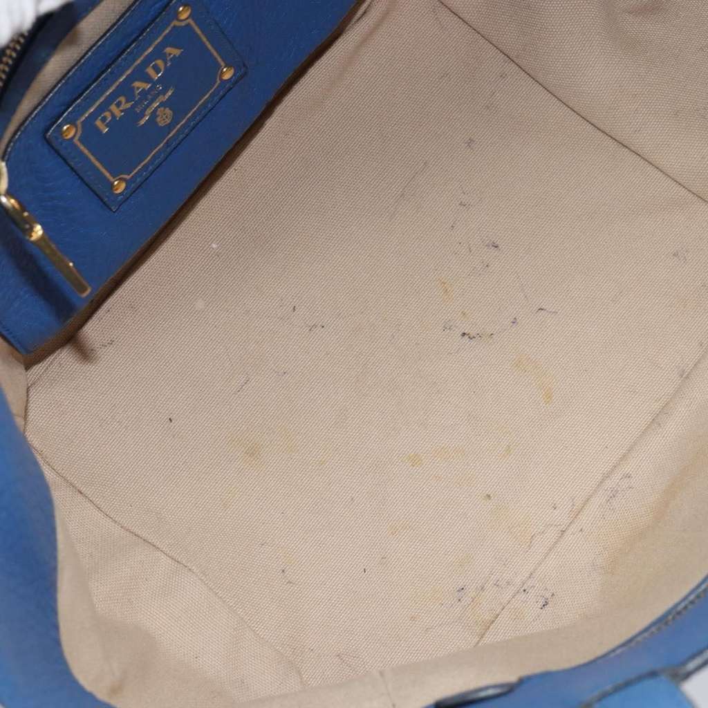 Prada Tote Vitello Daino Blue Leather Good condition - Box View