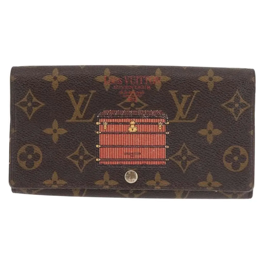 Louis Vuitton Vintage Sarah Wallet Brown Canvas Good - Front View