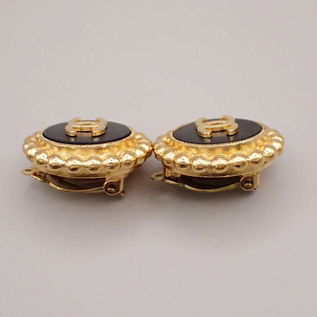 Chanel CC Round Earrings Black Good condition - Inside View